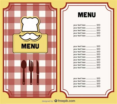 8 Menu Templates - Excel PDF Formats