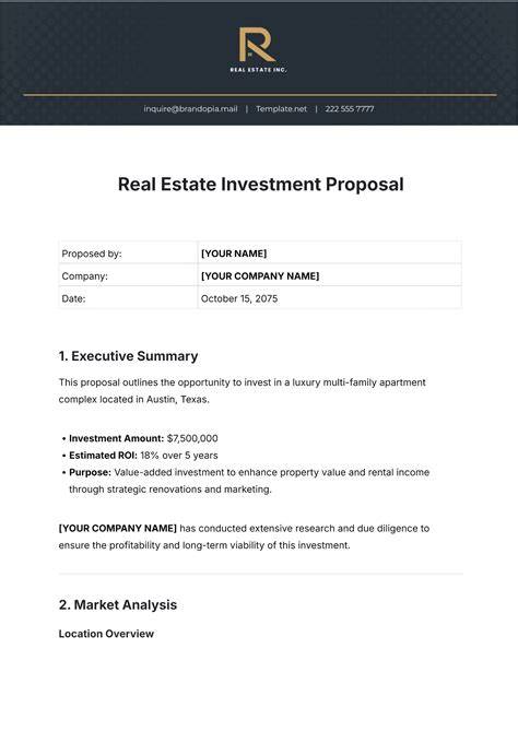 8 Real Estate Investment Proposal Template - SampleTemplatess - SampleTemplatess