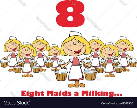 8 maids a milking clipart