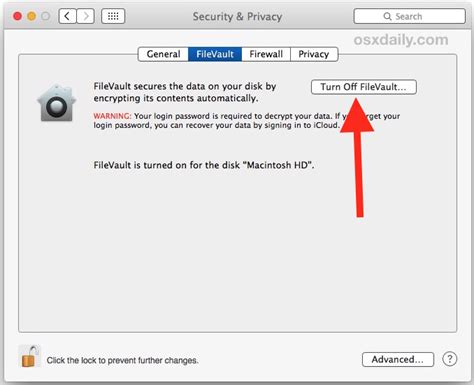 8. Disable File Vault