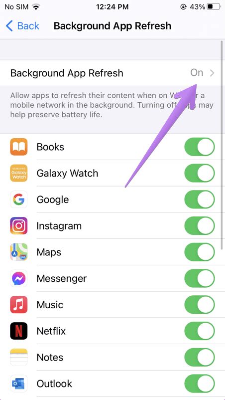 8. Enable background App refresh