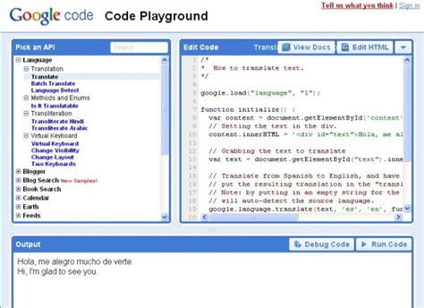 8. Google Code Playground