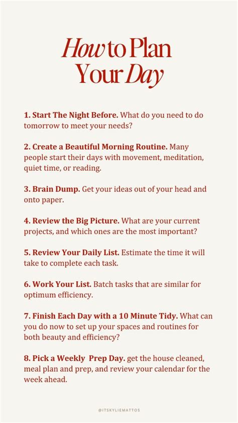 8. Plan your day