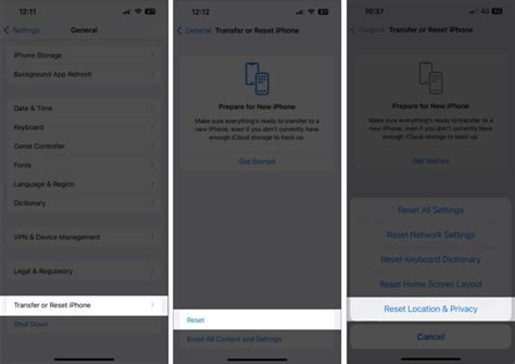 8. Reset Location &amp; Privacy data