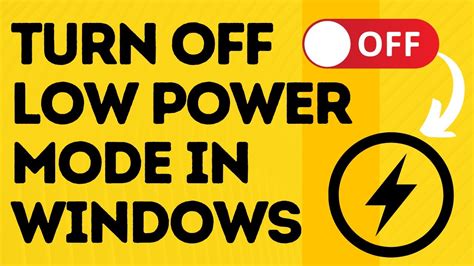 8. Turn off Low Power Mode