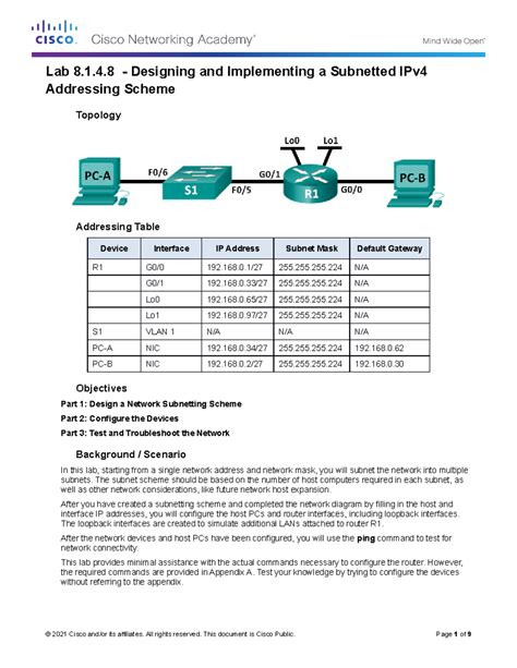 8.1.4.8 Lab Designing and Implementing A IPv4 Addressing