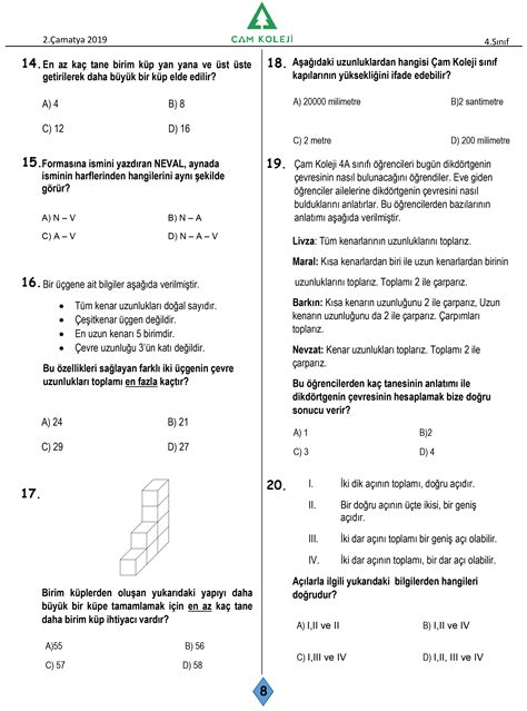 8.sınıf bursluluk sınavı soruları pdf