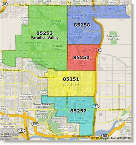Scottsdale Arizona Zip Code Map AZ FLAT FEE