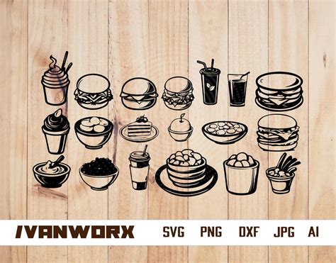 Download 884  Fast Food Bundle SVG Commercial Use DXF Files