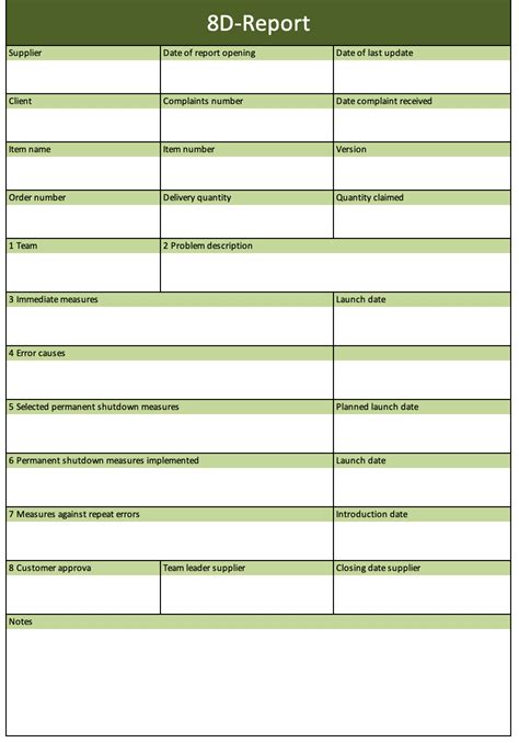 8d Report Template Excel