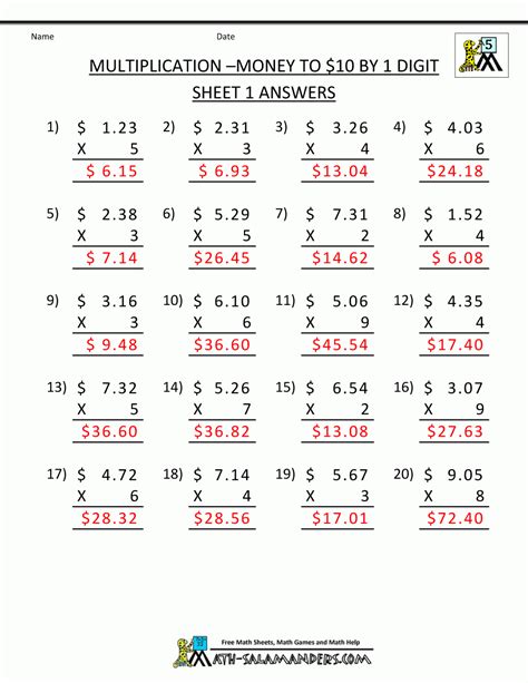 8Th Grade Math Multiplication Worksheets