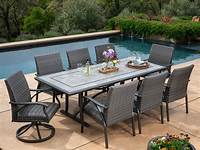 9Piece Gray Finish Square Wicker Outdoor Furniture Patio Dining Set