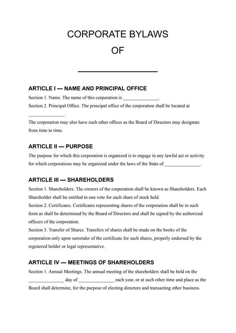 9+ Corporate Bylaws Templates - Pdf | Free & Premium Templates intended for Corporate Bylaws