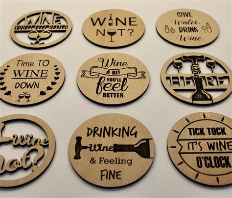 Download 9 Cut Files for Wine Coasters with... Creativefabrica DXF Files