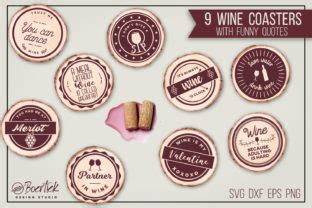 Download 9 Cut Files for Wine Coasters with... Creativefabrica For Crafts