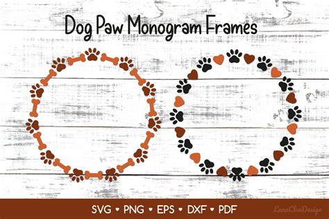 Download 9 Dog Paw Monogram Frames Svg, Paw... Cut Files