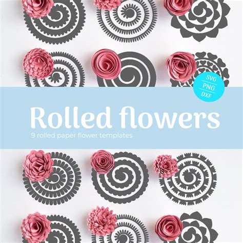 Download 9 Rolled Paper Flower Set Files