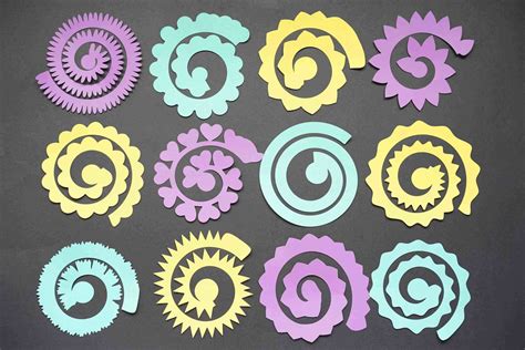 Download 9 Rolled Paper Flower Set Files Free PSD Mockups