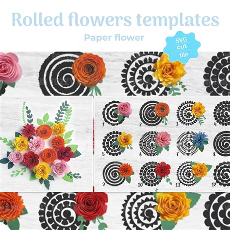 Download 9 Rolled Paper Flower Set Images