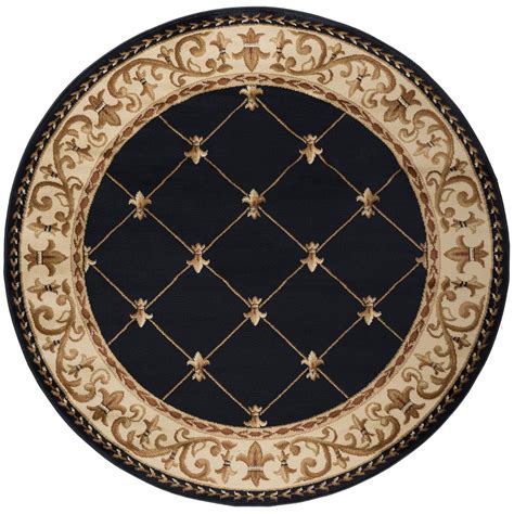 9 ft round traditional black area rug design