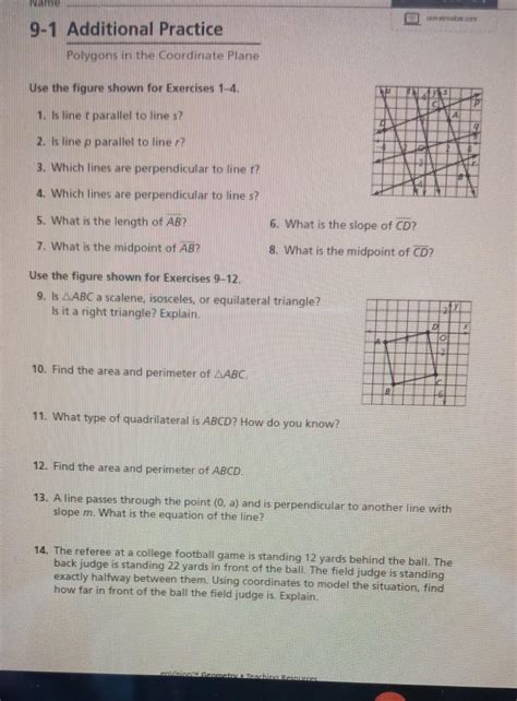 9-1 Additional Practice Polygons In The Coordinate Plane