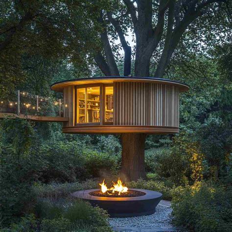 9. Add a fire pit to your treehouse ideas