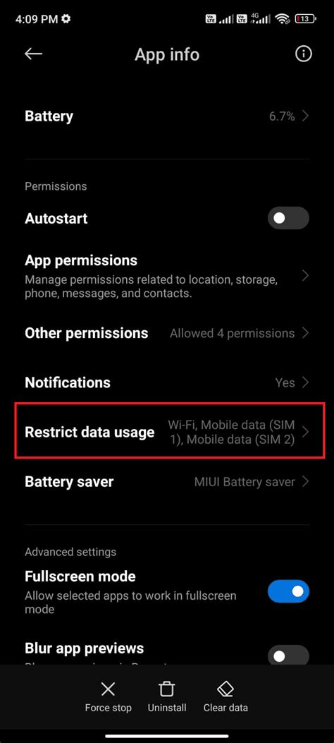 9. Check Restricted Data Usage