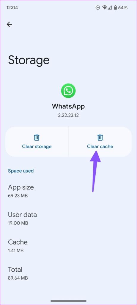 9. Clear WhatsApp Cache