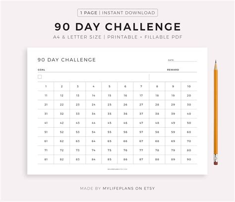 90 Day Calendar