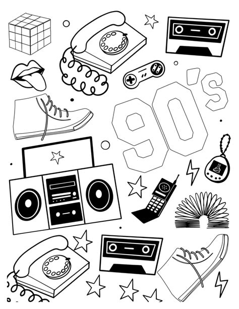 90's Coloring Sheets