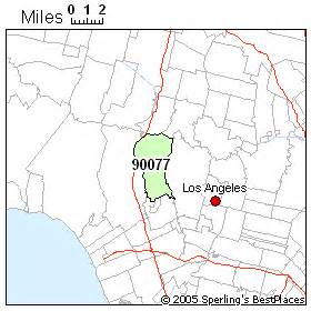 90077 Zip Code Map