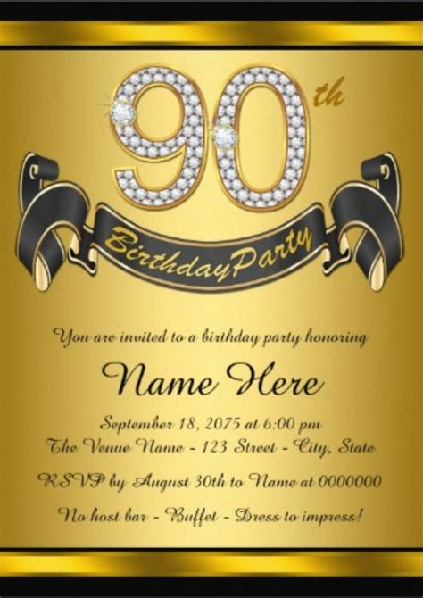 90Th Birthday Invitation Template