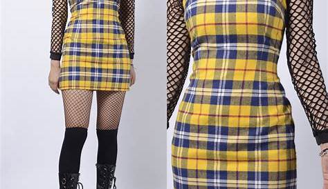 2018 TUMBLR SOFT GRUNGE 90S KIDS Yellow Plaid dress JJKOKO