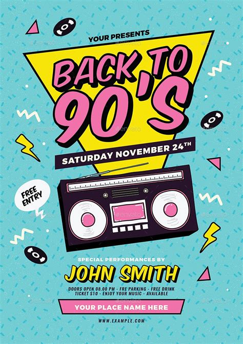 90s Party Flyer Template Free
