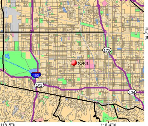 91401 Zip Code Map