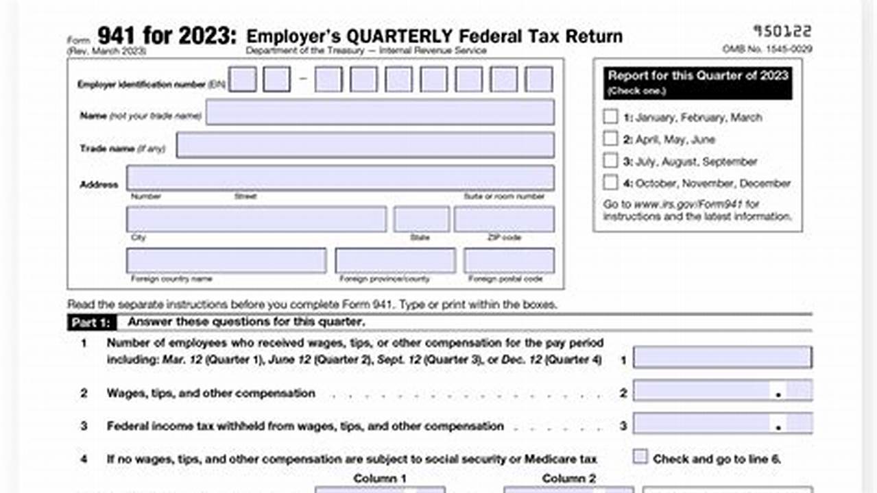 941 Form 2024 Printable Formative