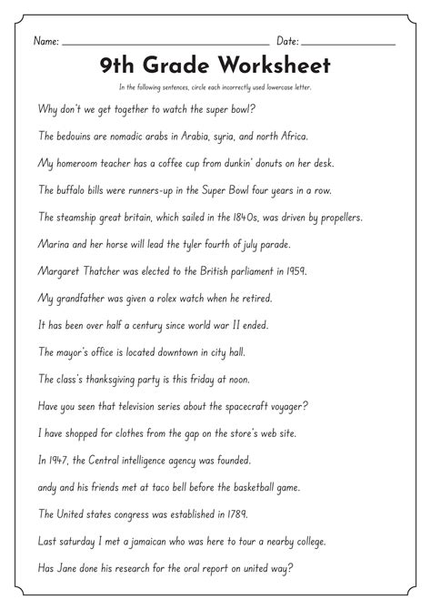 Unlock Your 9th Grade English Language Success: Download Our Free Worksheets Now!