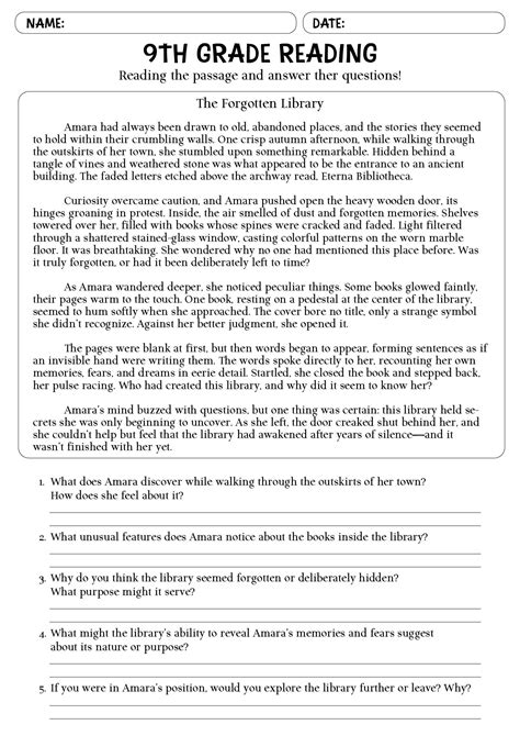 Discover the Joy of Learning English: 9th Grade Worksheets With Answer Key