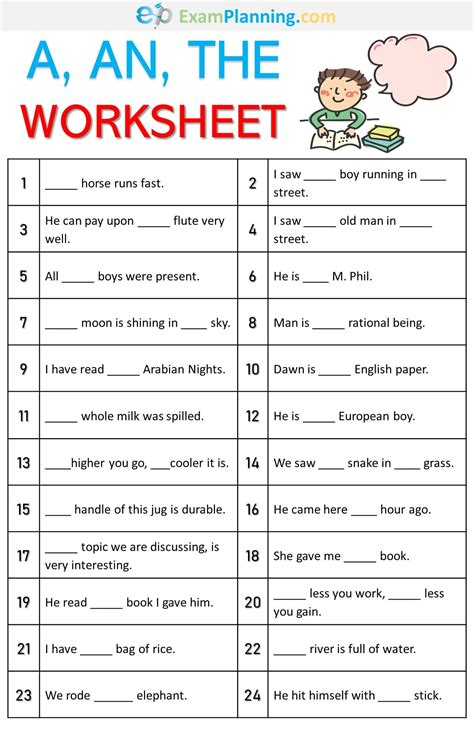 A An Or The Worksheet
