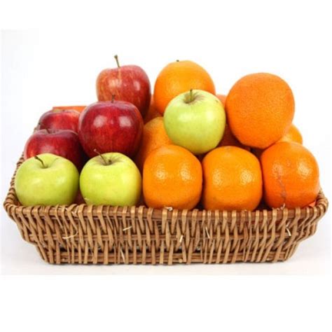 A Small Fruit Basket With 6 Apples And 6 Oranges