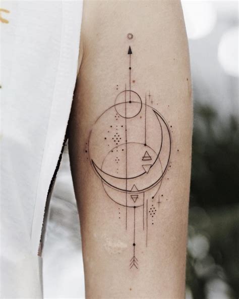 Thin line shapes tattoo inked on the right forearm Shape