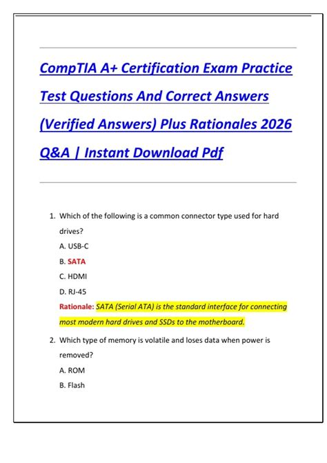 A+ Certification Practice Questions
