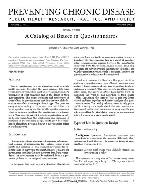 A Catalog Of Biases In Questionnaires