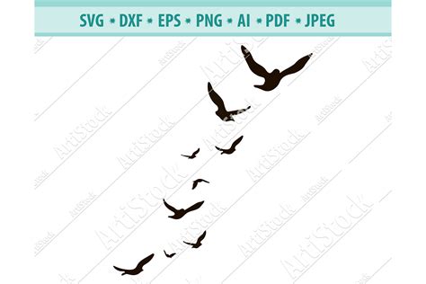 Download A Flock of Swallow Birds Flying in... SVG File - SVG Design Commercial Use DXF Files