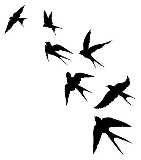 Download A Flock of Swallow Birds Flying in... SVG File - SVG Design Silhouette Free PSD Mockups