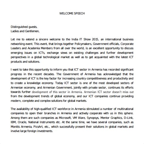 A Good Welcome Speech