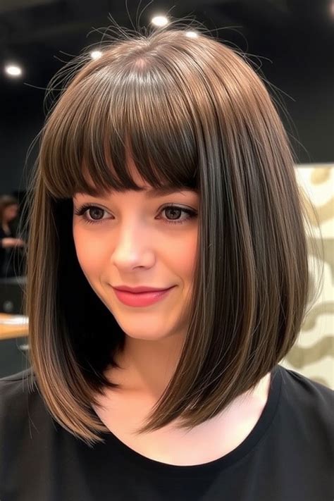 A Line Bob Haircut With Bangs