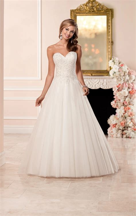 A Line Princess Cut Wedding Dress