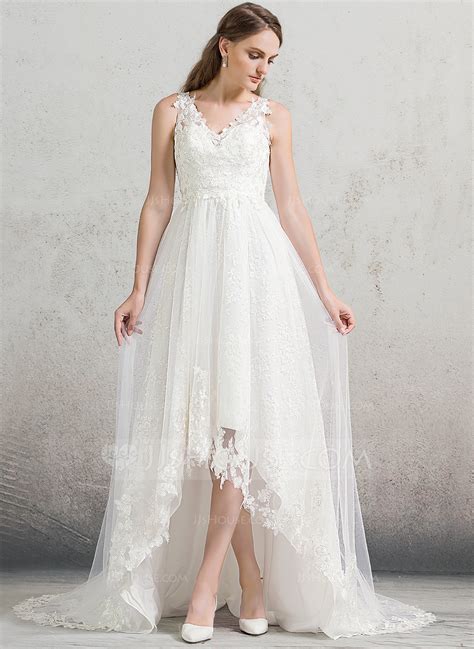 A Line Princess V Neck Wedding Dress