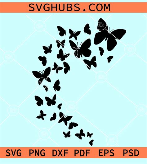 Download A Lot of Butterflies Flying Together Silhouette SVG File - SVG Design Commercial Use DXF Files